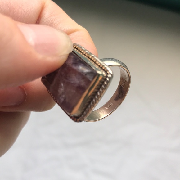 Vintage Rainbow fluorite 925 sterling silver ring - Picture 8 of 8